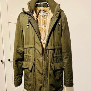 Zara khaki fur coat